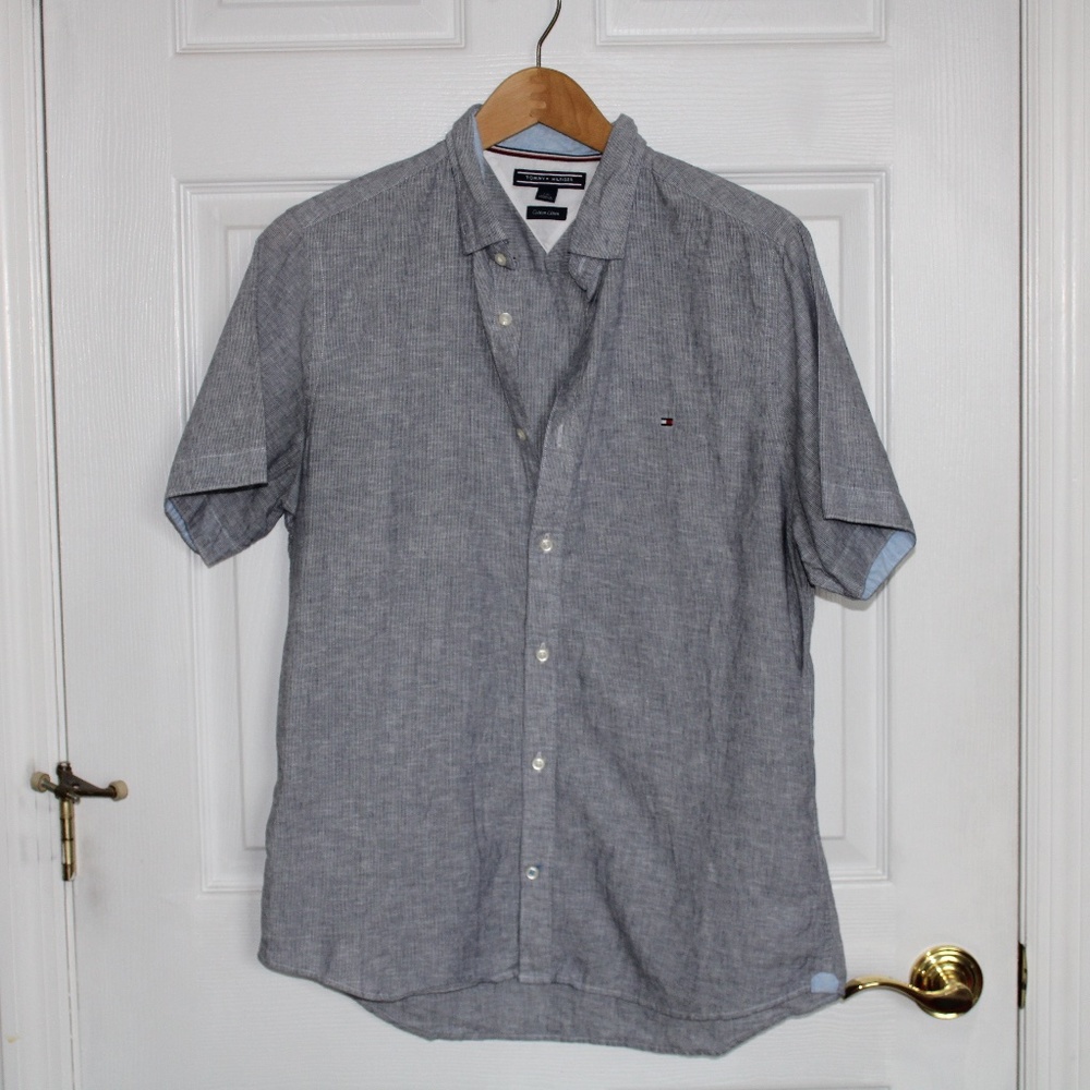 Tommy Hilfiger Pinstripe Short-Sleeve Button Up